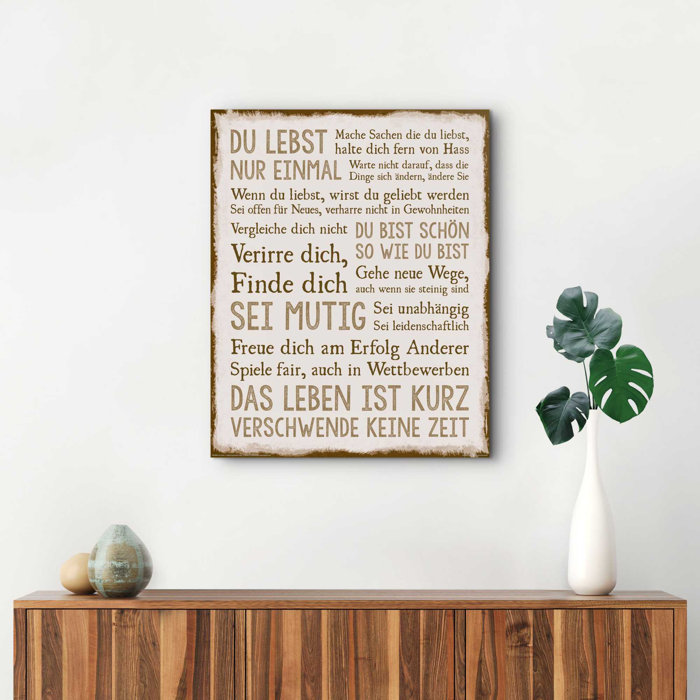 Maturi Wandbild Deko Panel Das Leben Deutscher Text - Lebensweisheit